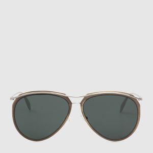 Green Aviator Sunglasses Alexander McQueen
