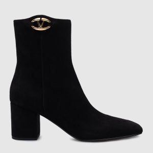 TAN-GO black suede ankle boots with metallic logo Valentino