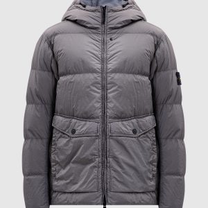 Green down jacket with logo Stone Island