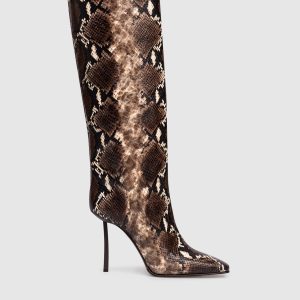 VITTORIA leather boots with reptile print Le Silla