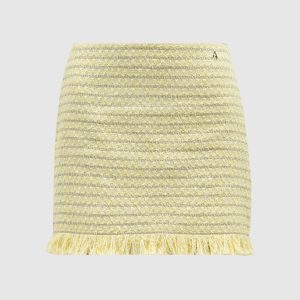 Yellow tweed skirt with fringe Twinset
