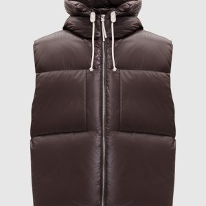 Brown quilted down vest Jil Sander