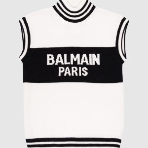 Children's white vest made of wool and cashmere Balmain