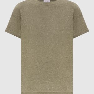Khaki cashmere and silk T-shirt Brunello Cucinelli