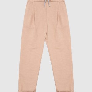Children's brown linen trousers with lapels Brunello Cucinelli
