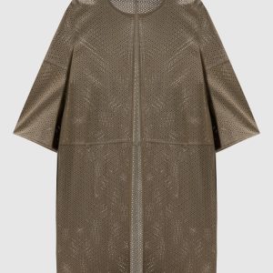 Green perforated leather trench coat Yves Salomon
