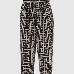 Wool trousers with logo pattern Balmain