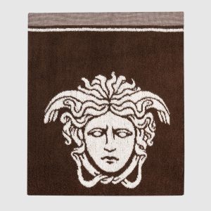 Brown terry towel with Medusa emblem pattern Versace