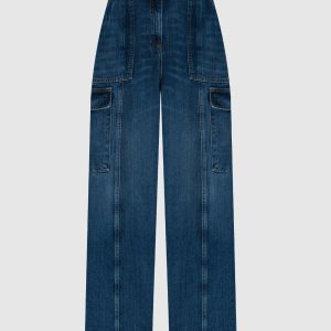 Blue cargo jeans with a belt Twinset