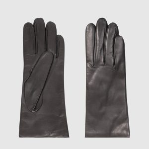 Gray leather gloves Sermoneta Gloves