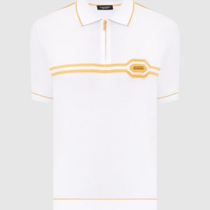 White polo with silk Stefano Ricci