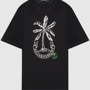 Black t-shirt with banana tree print Dolce&Gabbana
