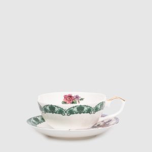 Isidora white porcelain cup and saucer set SELETTI