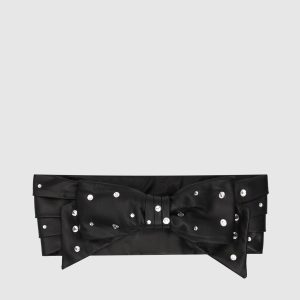 Black leather sash with crystals Philosophy di Lorenzo Serafini