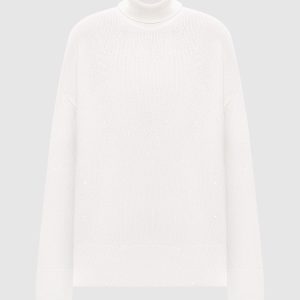White cashmere and silk sequin sweater Brunello Cucinelli
