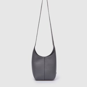 Gray leather hobo bag with metallic logo Michael Kors