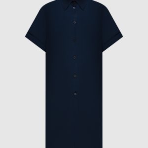 Blue elongated blouse with silk COLOMBO