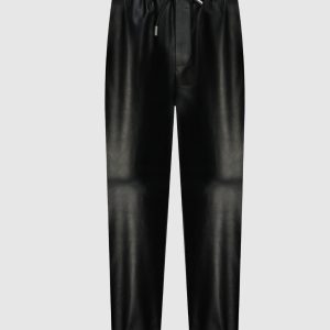 Black leather joggers with logo Off-White