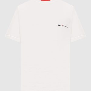 White T-shirt with logo embroidery Kiton