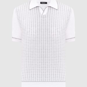 White polo shirt with patterned silk Stefano Ricci