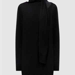 Black wool mini dress with logo Twinset