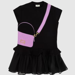 Children's dress with appliqué and ruffles Fendi