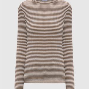 Brown ribbed wool and cashmere jumper Brunello Cucinelli