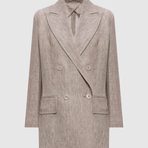 Brown patterned linen jacket Max Mara