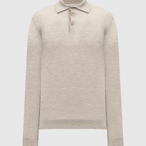 Beige wool and cashmere polo shirt Brunello Cucinelli