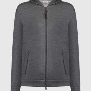 Gray sports jacket with silk and monil chain Brunello Cucinelli