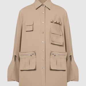 Brown blouse with pockets Rokh