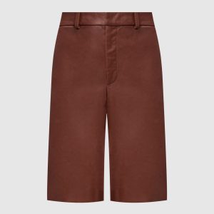 Brown leather bermuda shorts Simonetta Ravizza