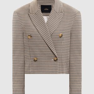 Beige double-breasted jacket with a pattern Twinset