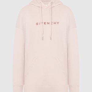 Pink hoodie with textured logo Givenchy