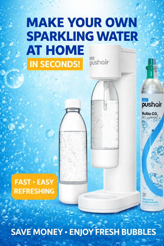 Sparkling water maker machine for fresh homemade soda in seconds
