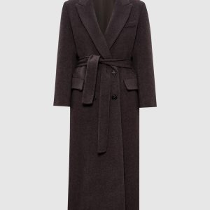 Brown double-breasted wool and cashmere coat Brunello Cucinelli