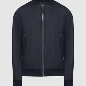 Blue double sided silk bomber jacket Agnona