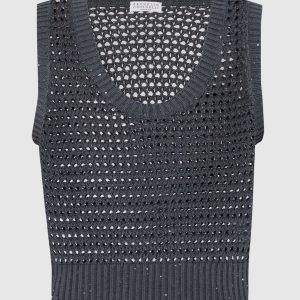 Gray top with sequins Brunello Cucinelli