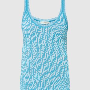 Blue FF Vertigo pattern top with slits Fendi