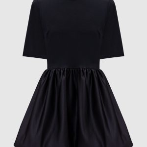 Black mini dress with logo Twinset