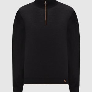 Black wool, silk and cashmere jumper with logo Stefano Ricci