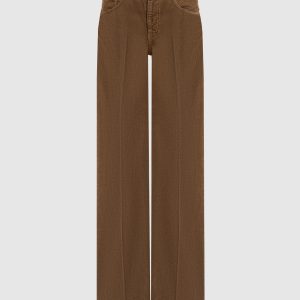 Brown corduroy pants with logo patch Saint Laurent