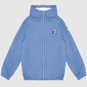 Ambertine blue logo windbreaker for children Moncler ENFANT