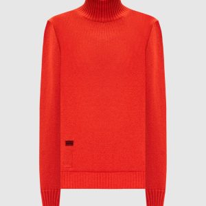 Red cashmere sweater with metallic logo Agnona