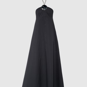 Gray silk dress with necklace Jil Sander