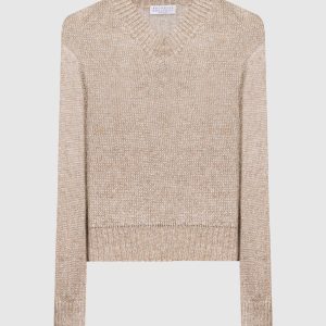 Beige pullover with lurex Brunello Cucinelli