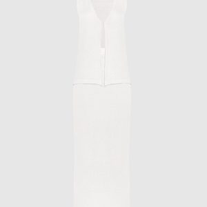 A white suit made of a waistcoat and a skirt made of linen Babe Pay Pls