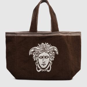 Brown terry tote bag with Medusa pattern Versace