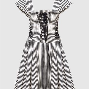 Lace-up striped dress Philosophy di Lorenzo Serafini