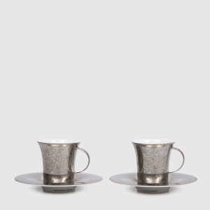 Platinum Paisley Porcelain Coffee Cup and Saucer Set Stefano Ricci